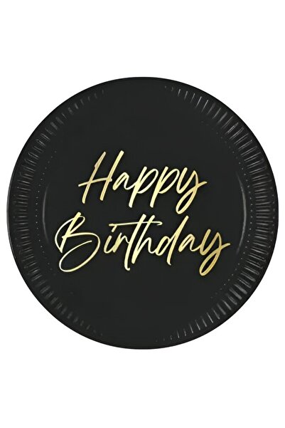 Generic Brand Πιάτα φαγητού μαύρα Elegant Birthday (8 τεμ)
