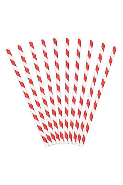Generic Brand Κόκκινα ριγέ καλαμάκια χάρτινα (10 τεμ)
