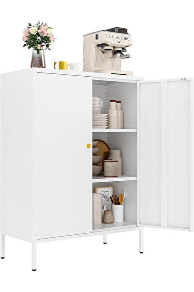 GGEROU Metal Buffet Cabinet,Storage Kitchen Cabinet with Shelves,Coffee Bar C...