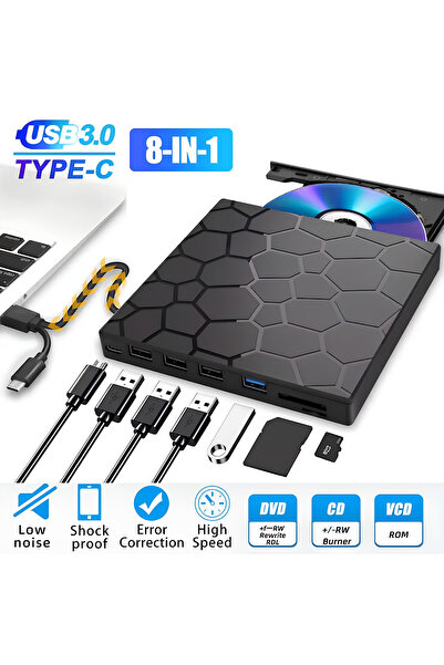NEVERMORE DVD Writer Extern, NEVERMORE, Cablu USB 3.0/Type-c, CD, DVD +/-, RW...