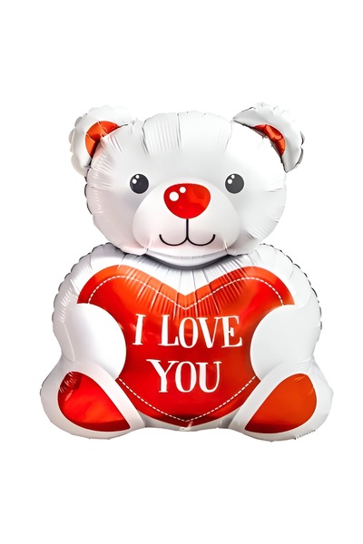 Generic Brand 21" Μπαλόνι άσπρο Αρκουδάκι "I Love you" STREET