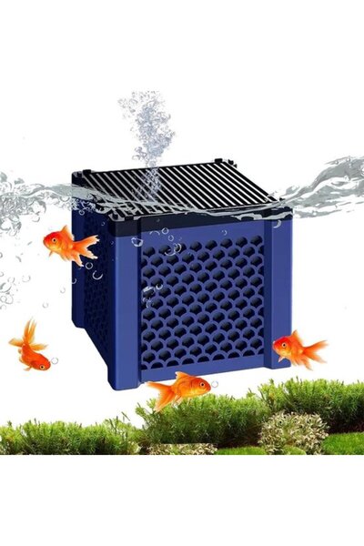 Generic Brand Aquarium filter cube, blue.