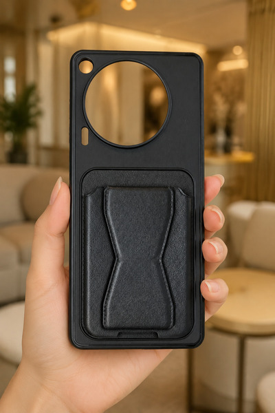 TechTrove Tecno Camon 30 Uyumlu Kartlıklı Kapak Siyah