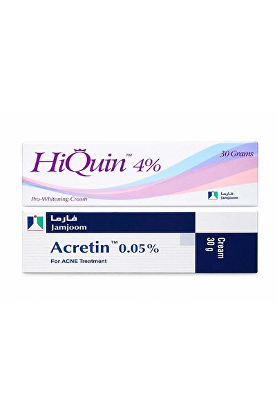 JAMJOOM HiQuin 4% Whitening Cream 30g and Acretin 0.05% Acne Treatment Cream ...