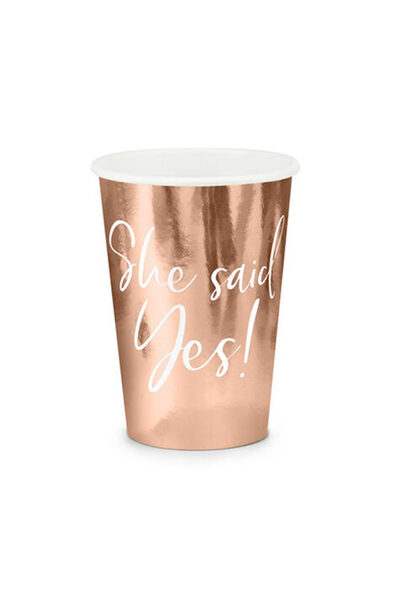 Generic Brand Rose Gold Ποτήρια "She said yes!" (6 τεμ)