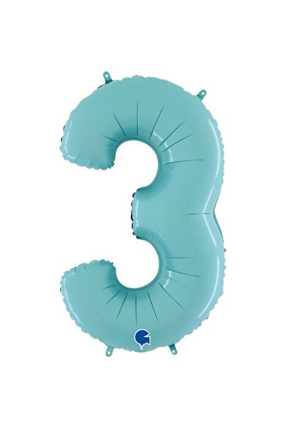 Generic Brand Μπαλόνια Αριθμοί παστέλ Γαλάζιο 66 cm – 26″ - 3