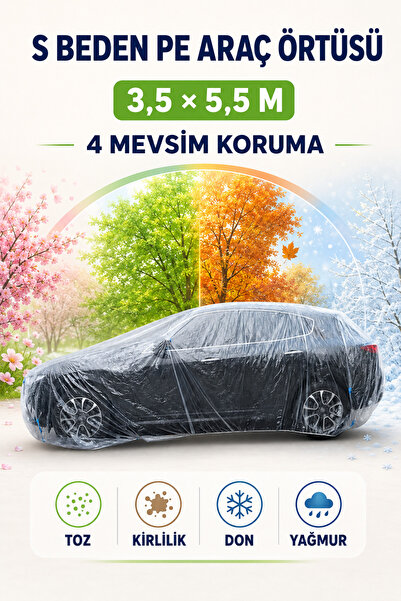 Ecuy Otomobil Brandası S Beden 3.5x5.5 Metre PE Suya ve UV'ye Dayanıklı Dört ...