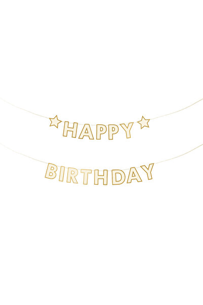 Generic Brand Γιρλάντα Happy Birthday με χρυσό Περίγραμμα 220cm