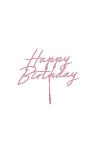 Generic Brand Topper Τούρτας Happy Birthday Απαλό Ροζ