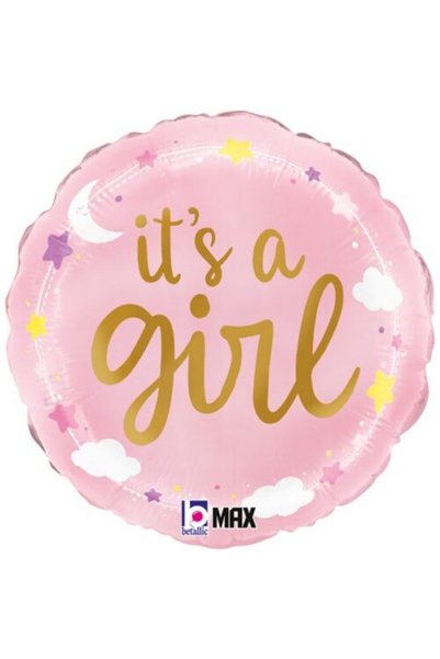 Generic Brand 18" Μπαλόνι γέννησης It's a Girl Stars & Clouds