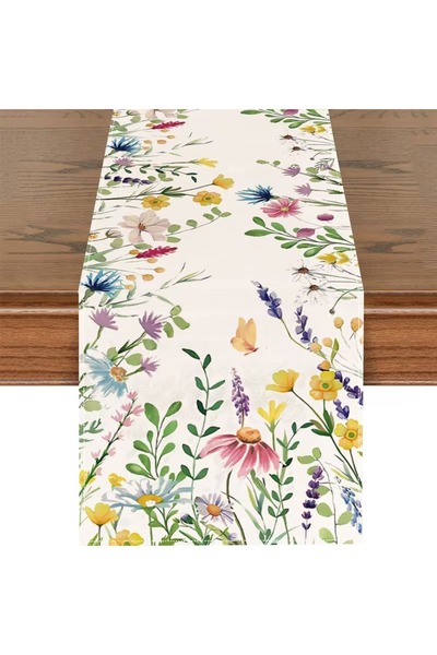 OEM 1 buc. Față de masă de vară cu model floral de frunze de eucalipt și lava...