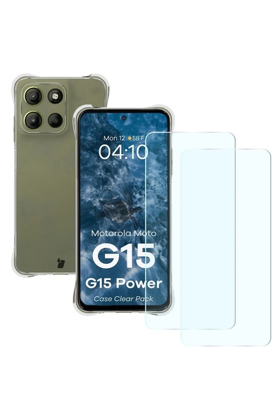 BizonMobile Διαφανής Θήκη 3-σε-1 + 2 Προστατευτικά Τζαμάκια για Motorola Moto...
