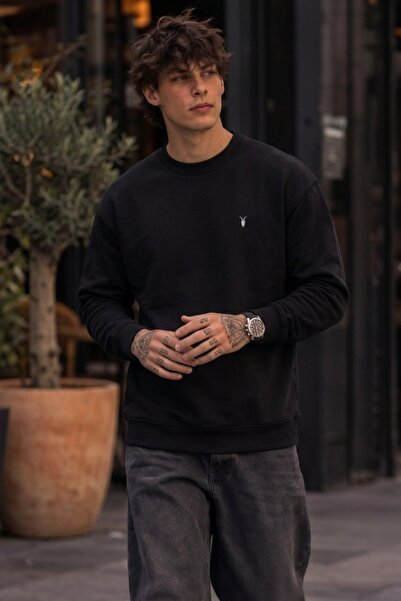 COMBİNE MİCHAİL Knitted Winter Casual Black Men's Sweatshirt