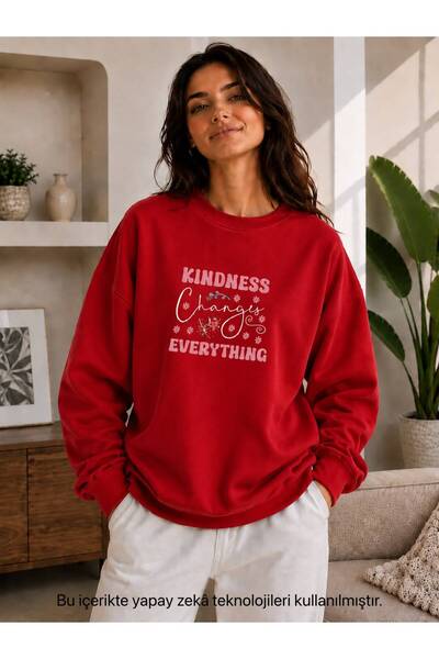 EMMODA Women's Floral Detailed Kindness Changes Everything Lettering Printed ...