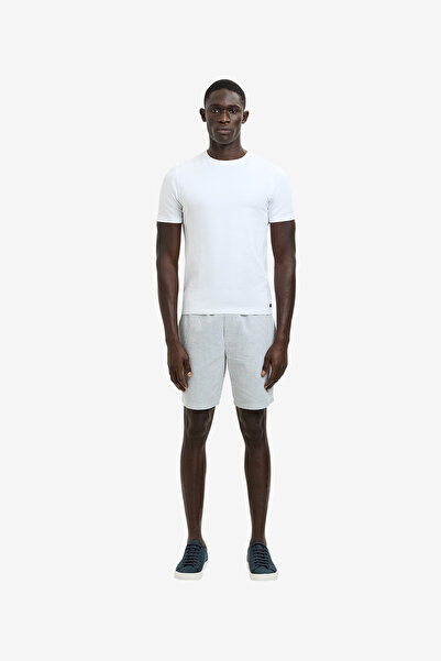French Connection Men's Seersucker Blue Striped Drawstring Shorts