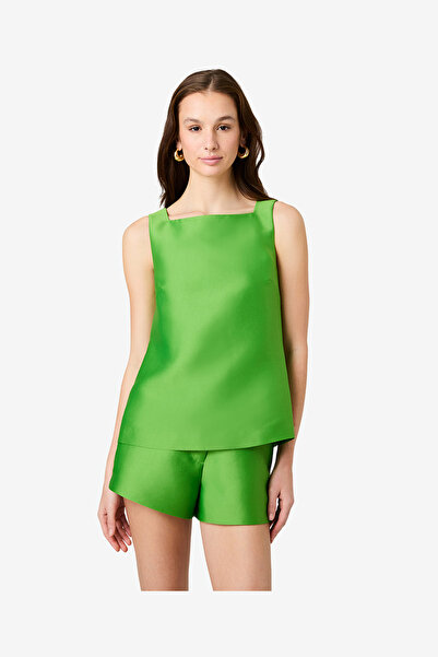 French Connection Women's Botanica Green Struct Taff Slvlss Aline Top