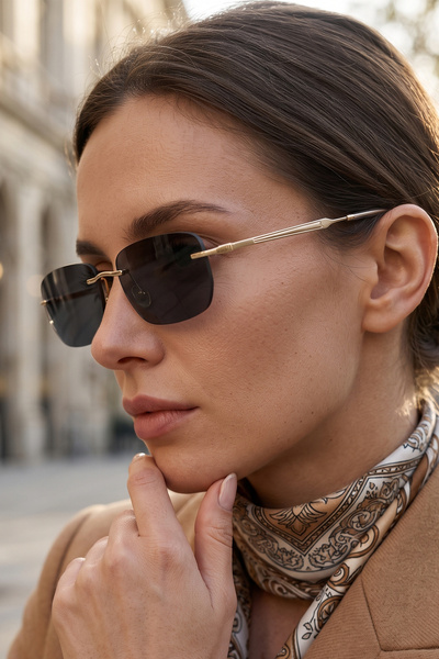 sun factory Premium Unisex Lightweight Gold Color Metal Frameless Sunglasses ...