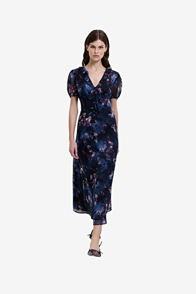 French Connection Women's Navy Multi Clara Emina Midi Smock Dress