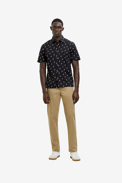 French Connection Men's Black/Bone White Ss Thunder Shirt