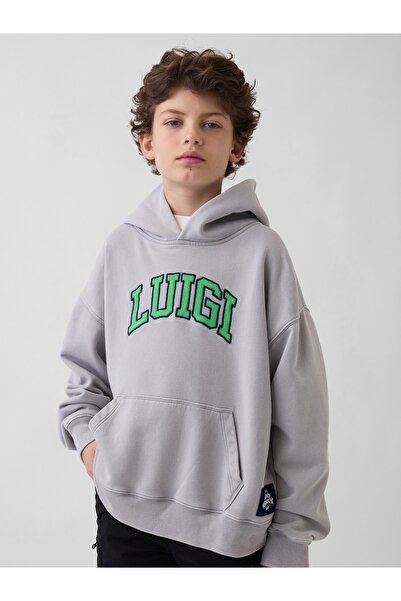 GAP Erkek Çocuk Gri Süper Mario VintageSoft Sweatshirt