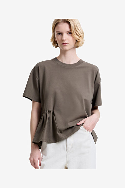 French Connection Women's Vintage Khaki Rallie Asymmetrical T Shirt
