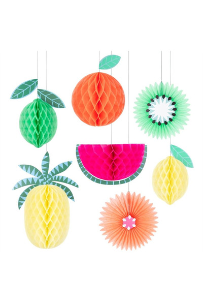 Meri Meri - Tropical Fruit Honeycomb Decorations - Tropikal Meyve Petek Süsle...