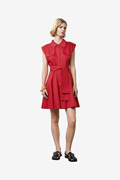 French Connection Women's Watermelon Red Alexis Cotton Belted Dress