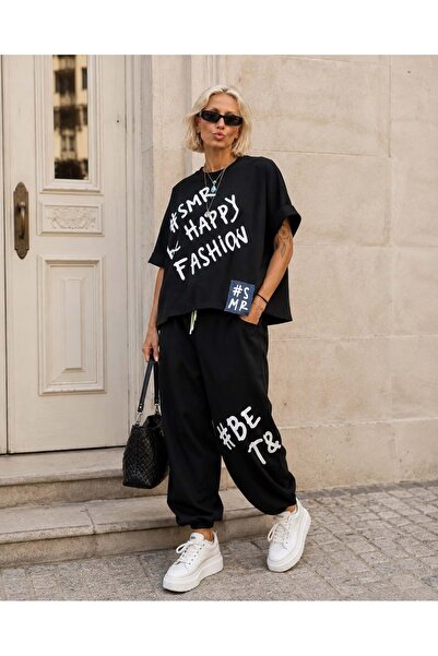 ibeeka Γυναικεία - Παντελόνια Shalwar με στάμπα κειμένου σε μεγάλο μέγεθος Ov...