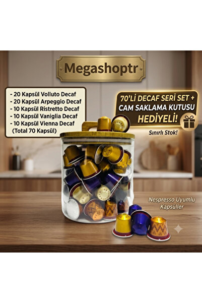 Nespresso Kapsül Kahve Decaf Serisi 70 li Saklama Kutu Hediyeli