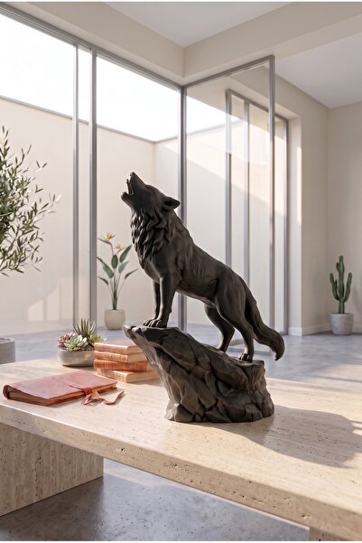 formera3d Kişiye Özel Dekoratif Uluyan Kurt Heykeli 3D Baskı Figür - Modern H...