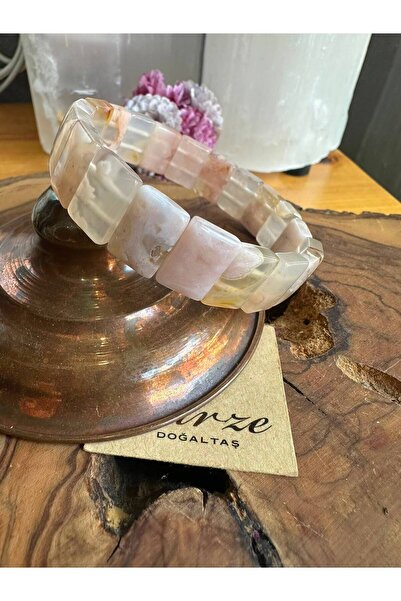 parze doğaltaş Roleks Cut Sakura Agate Natural Stone Bracelet