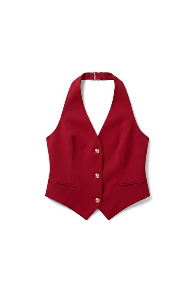 the blazer obsessed THE LUCY KIRMIZI HALTER YAKA YELEK