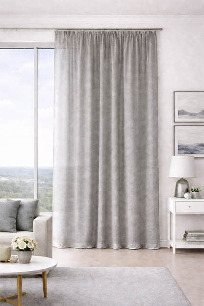 Premier Home Orion Gray Custom Size Tulle Curtain 100X270 Without Pleats