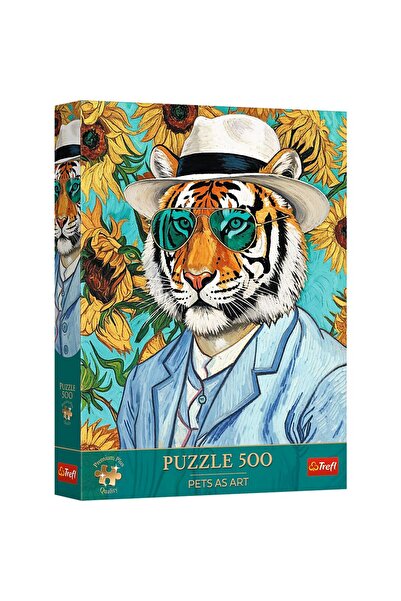 Trefl PUZZLE 500 PREMIUM PLUS PETS AS ART DOMNUL TIGRU SI FLOAREA SOARELUI
