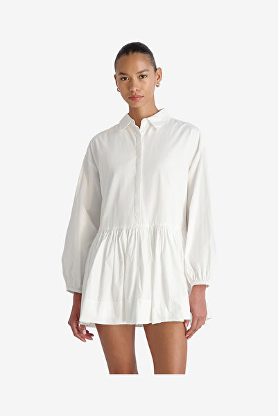 French Connection Women's Summer White Cambria Ctn Flr Mini Ls Dress