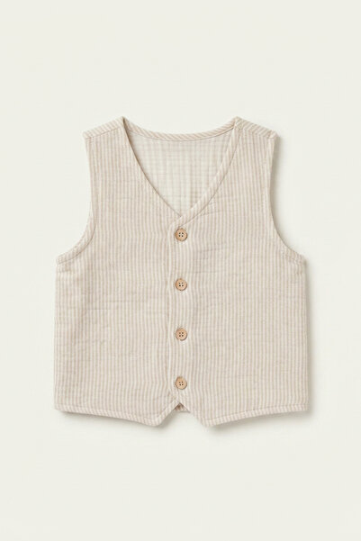 Tiffany Baby Lycra Theme Muslin Buttoned Baby Vest 26005