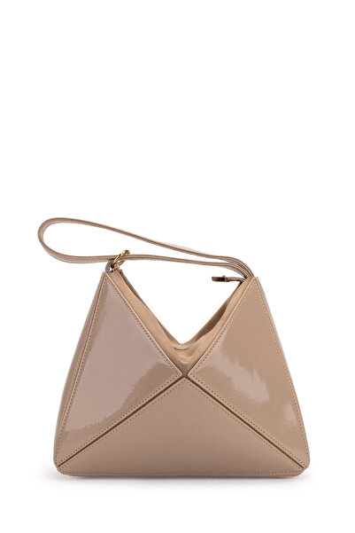 minebag Geometric Cut Patent Leather and Suede Detailed Women's Crossbody Bag...