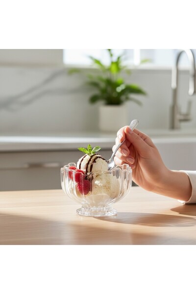 Glass In Love Milan 3-Legged Glass Bowl Dessert Plate 330 Cc