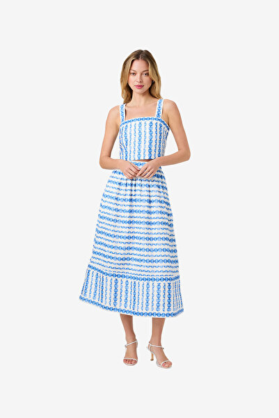 French Connection Women's True Blue Structured Taffeta Midi Skirt