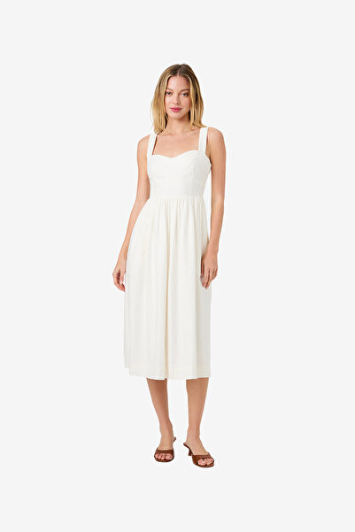 French Connection Women's Sum Wht Aspen Linen Midi Dress