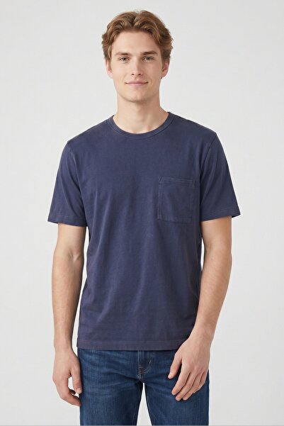 Slate & Stone Men Crew Neck Short Sleeve Washed T-Shirt, Wash Blue