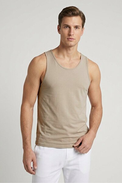 Stance Men Sportswear Fit Sleeveless Training Vest, Beige