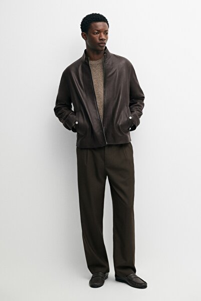 Massimo Dutti Napa deri biker ceket