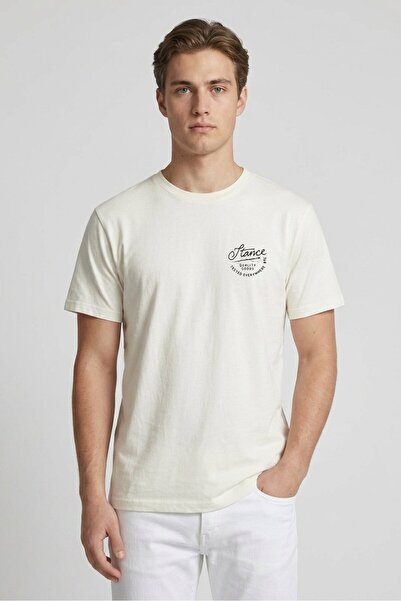 Stance Men Crew Neck Short Sleeve Brand Logo T-Shirt, White