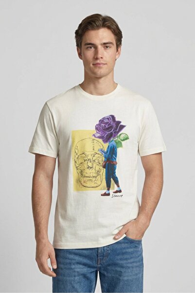 Stance Men Crew Neck Short Sleeve Graphic Print T-Shirt, White
