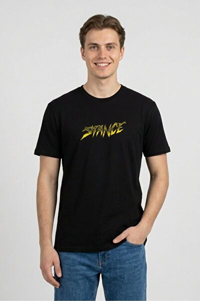 Stance Men Crew Neck Short Sleeve Brand Logo T-Shirt, Black