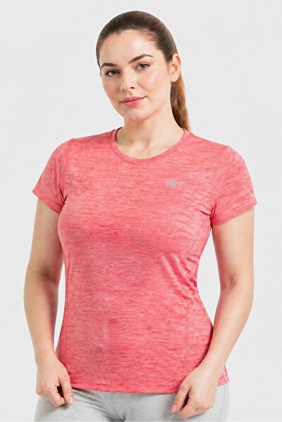 MIZUNO Women Sportswear Fit Short Sleeve Training T-Shirt, Heather Pink