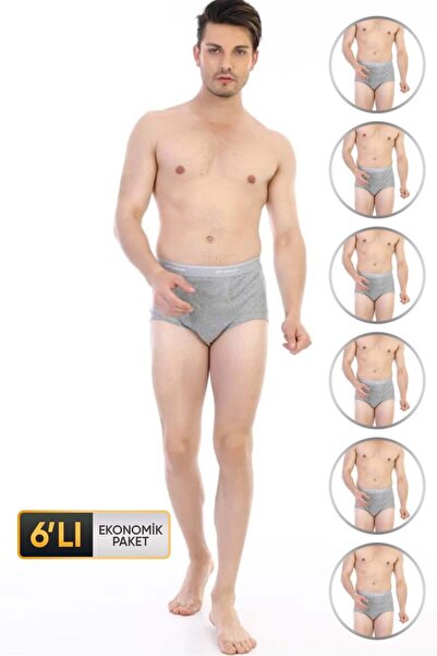 Çift Kaplan Men's Ribana Classic Gray Melange Slip 860 Economical Pack of 6