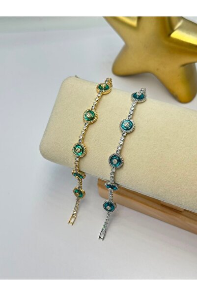 BYYEŞO Multi-Glass Eye Detail Steel Bracelet Gold