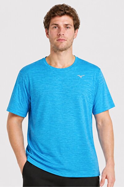 MIZUNO Men Sportswear Fit Short Sleeve Training T-Shirt, Heather Blue